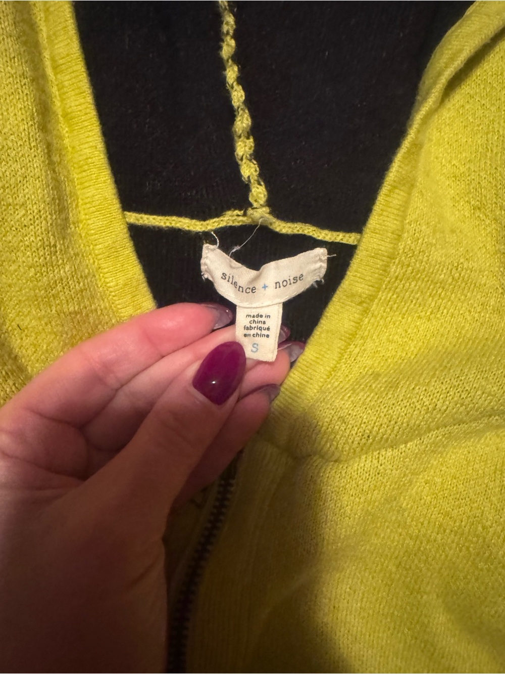 silence + noise Lime Green Cropped Teddy Zip Hoodie - Picture 3 of 3